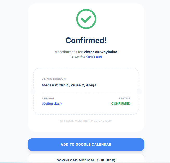 MedFirst Clinic Interface